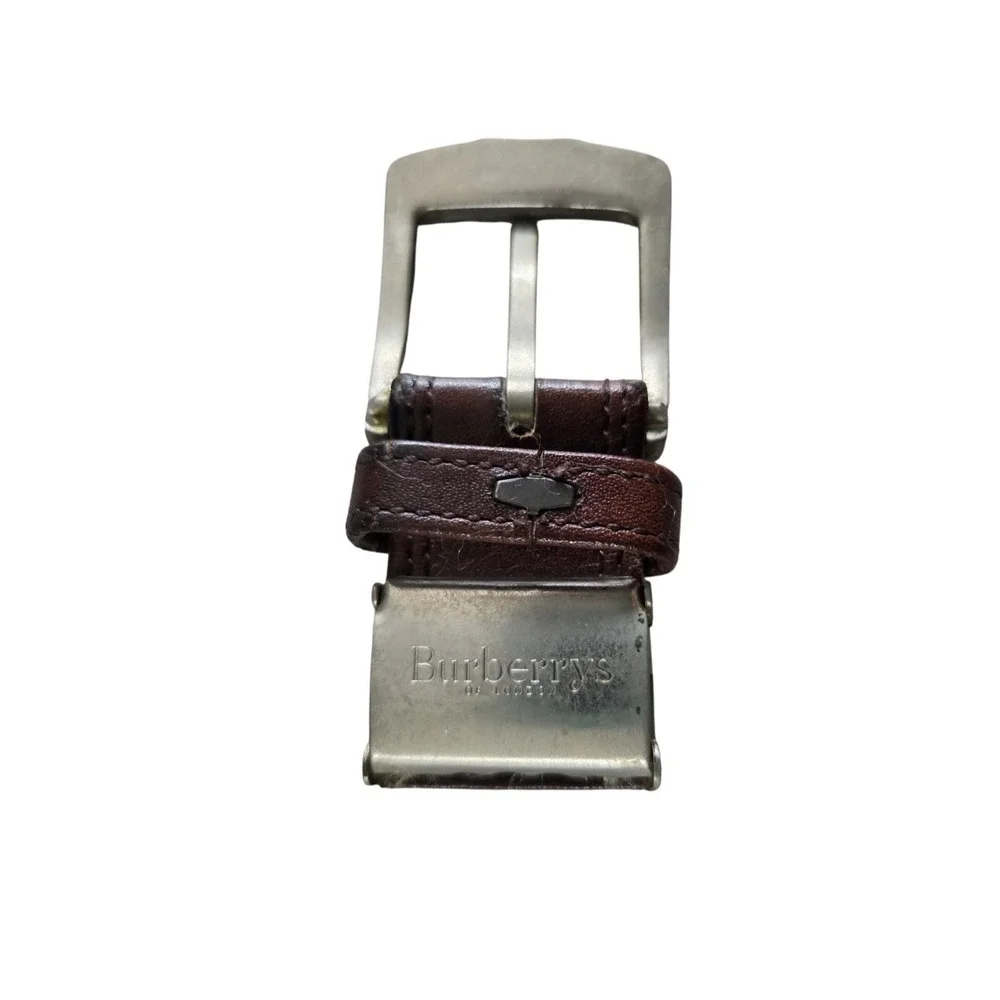 Burberrys‎ of London Vintage Leather Belt Buckle Replacement Brown Silver Logo